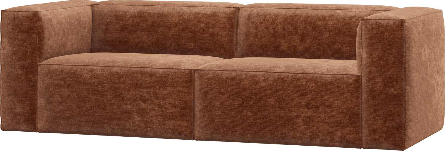 WOOOD Bean 3,5-zitsbank chenille velvet terra Cognac|Oranje|Bruin 3-zitsbank