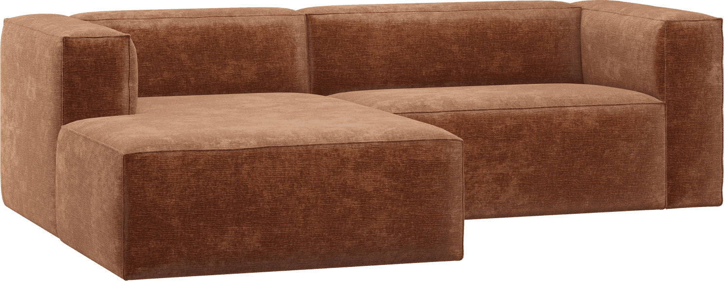 WOOOD Bean chaise longue links chenille velvet terra Cognac|Oranje|Bruin