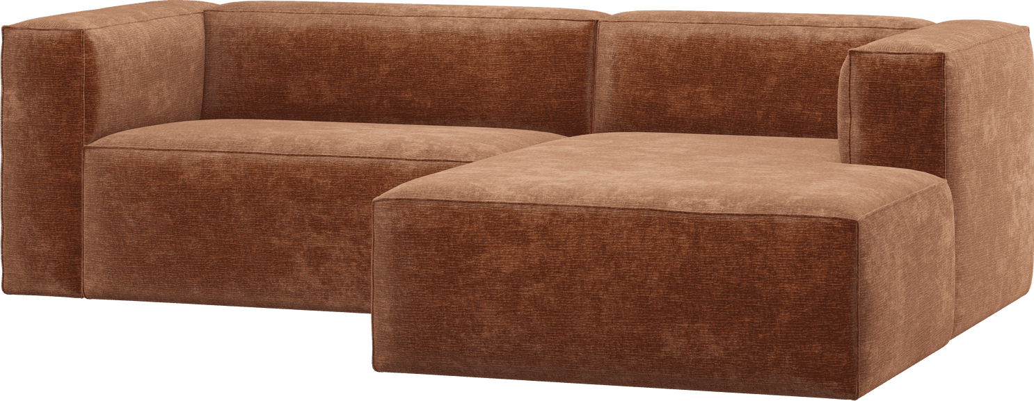 WOOOD Bean chaise longue rechts chenille velvet terra Cognac|Oranje|Bruin