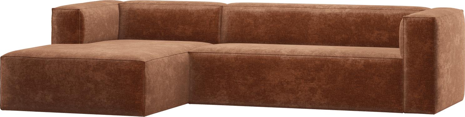 WOOOD Bean hoekbank links chenille velvet terra Cognac|Oranje|Bruin Hoekbank