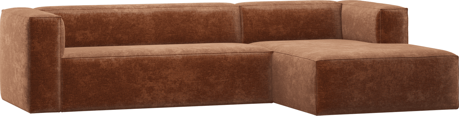WOOOD Bean hoekbank rechts chenille velvet terra Cognac|Oranje|Bruin Hoekbank