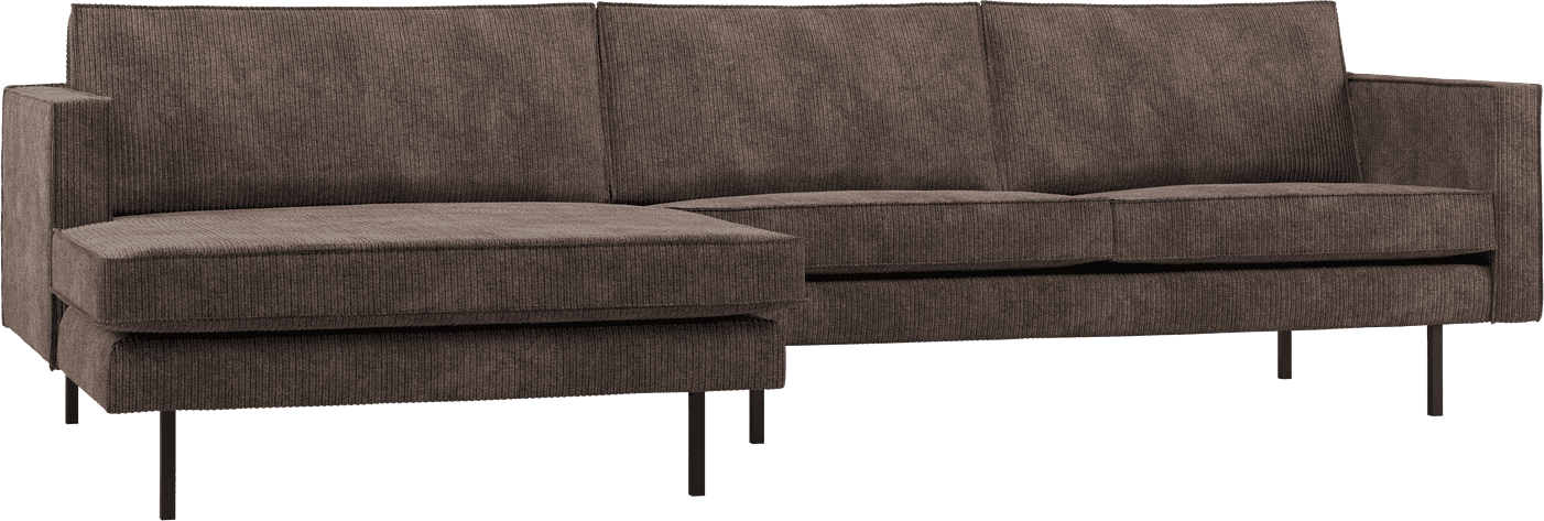 WOOOD Rodeo chaise longue links ribstof bruin Bruin