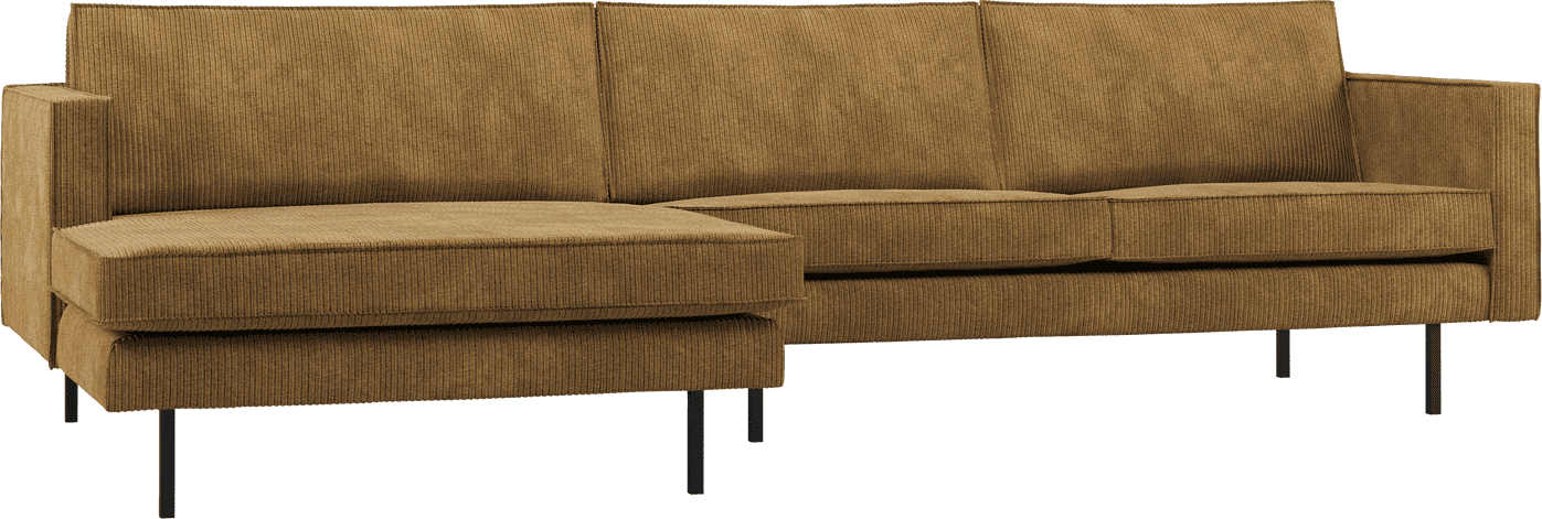 WOOOD Rodeo chaise longue links ribstof honinggeel Honinggeel