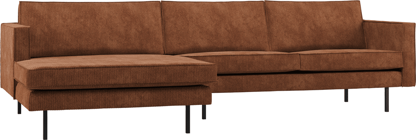 WOOOD Rodeo chaise longue links ribstof roestbruin Roestbruin