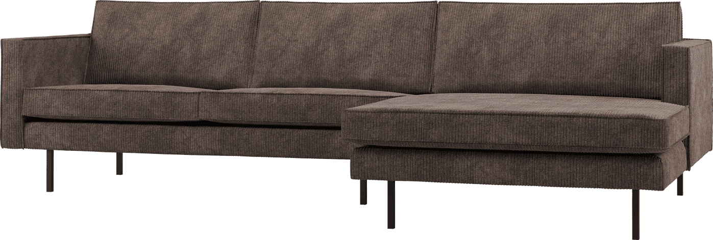 WOOOD Rodeo chaise longue rechts ribstof bruin Bruin