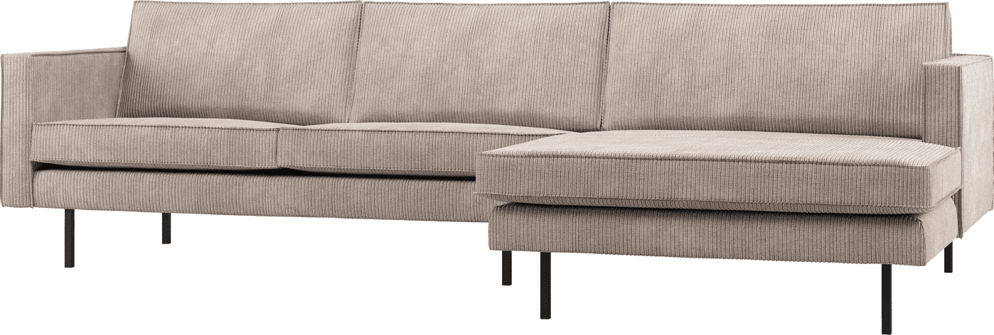 WOOOD Rodeo chaise longue rechts ribstof donkerzand Bruin|Beige