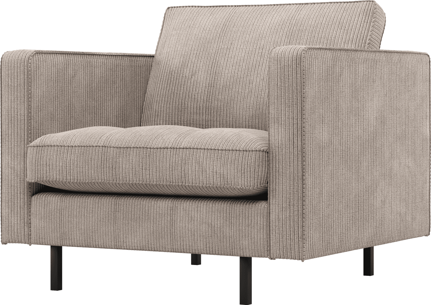 WOOOD Rodeo classic fauteuil ribstof donkerzand Bruin|Beige Fauteuil