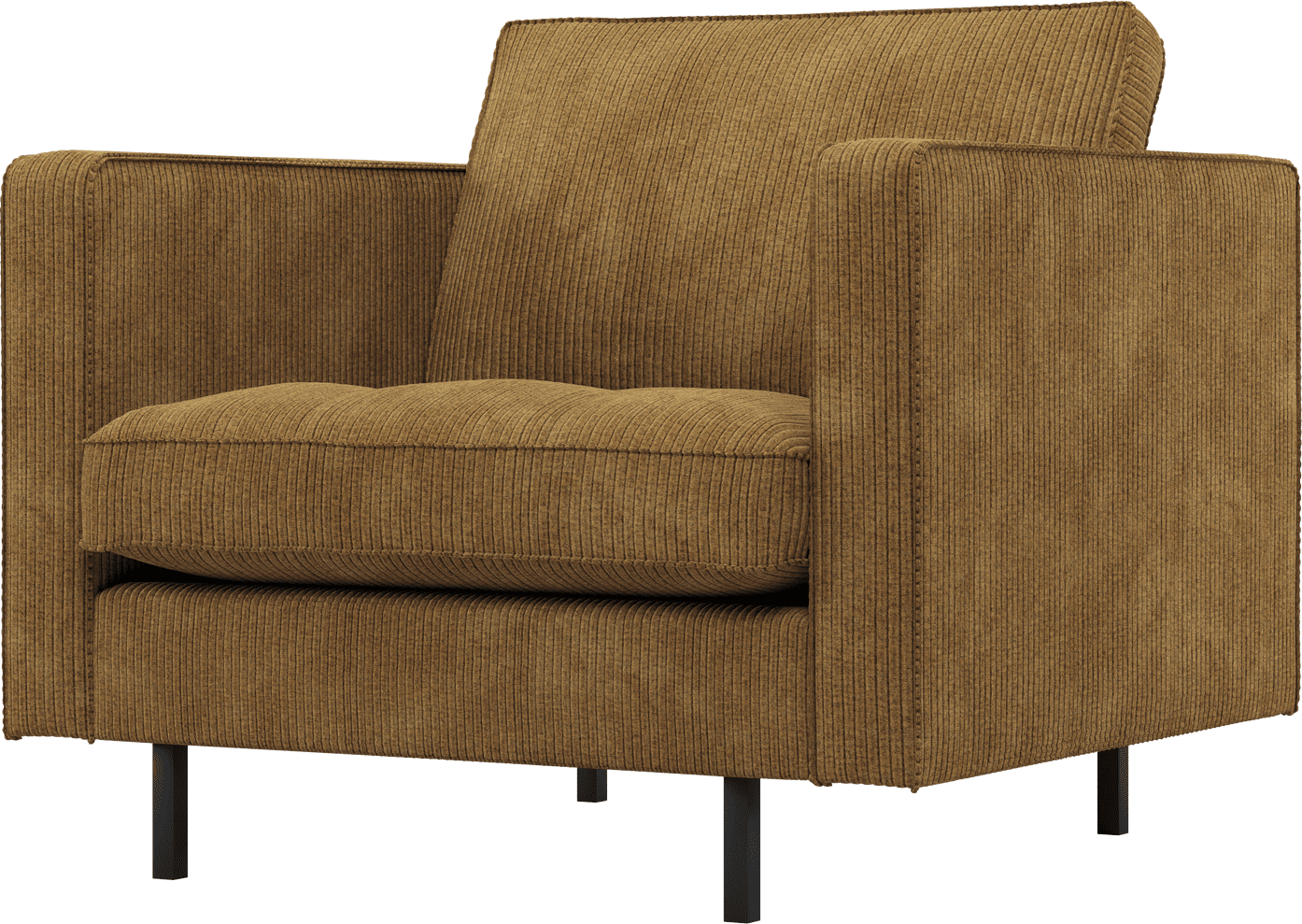 WOOOD Rodeo classic fauteuil ribstof honinggeel Honinggeel Fauteuil