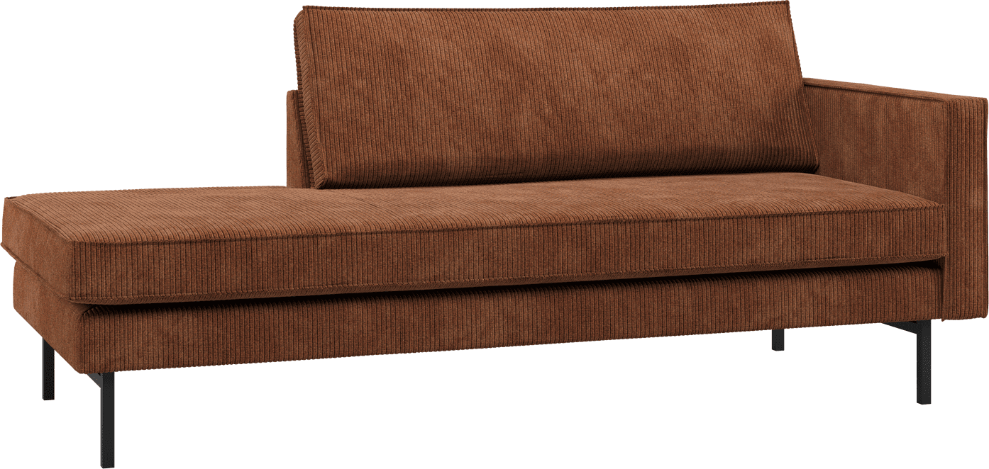 WOOOD Rodeo daybed rechts ribstof roestbruin  Bank