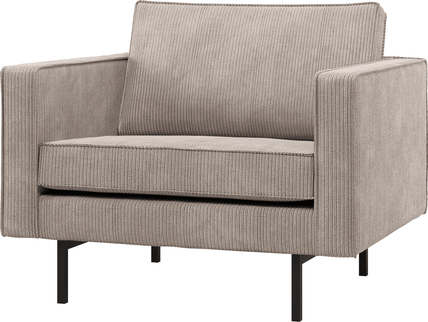 WOOOD Rodeo fauteuil ribstof donkerzand Bruin|Beige Fauteuil