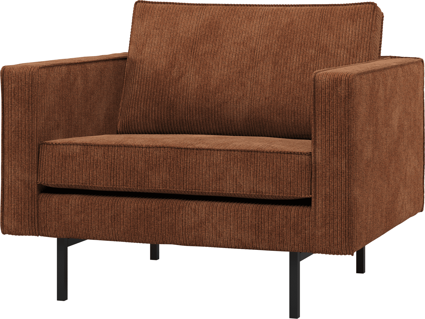 WOOOD Rodeo fauteuil ribstof roestbruin Roestbruin Fauteuil