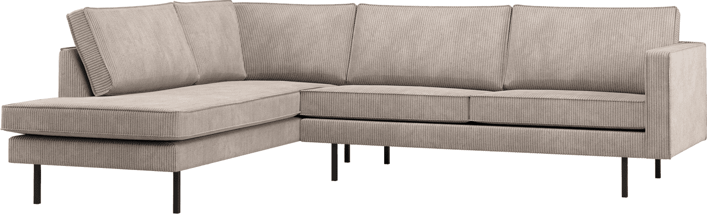 WOOOD Rodeo hoekbank links ribstof donkerzand Bruin|Beige Hoekbank