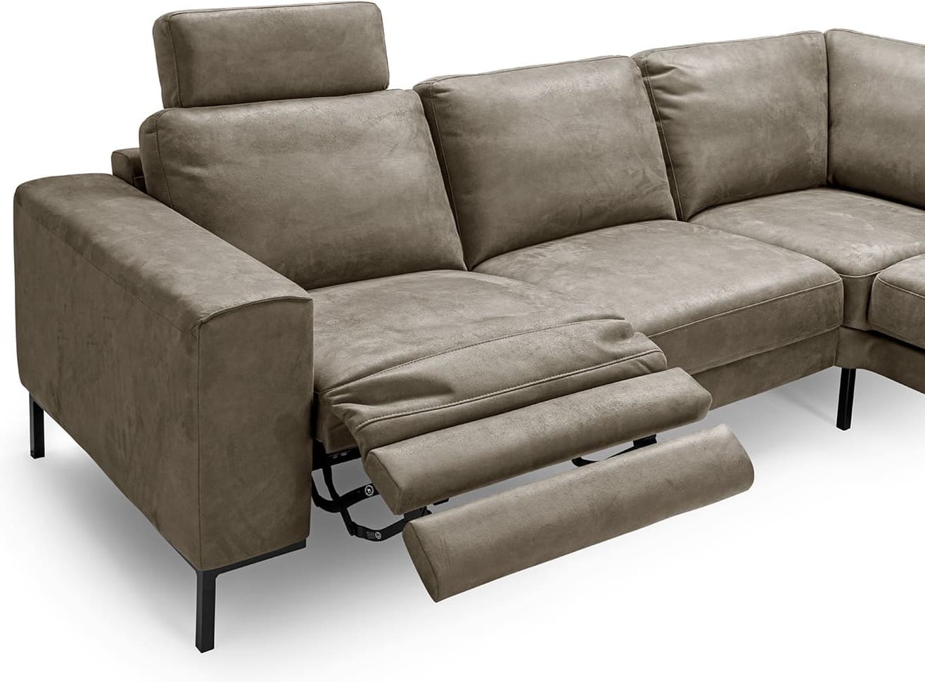 Feelings Wonen meubelen Cadiz bank 2.5 + ottomaan + relax Taupe|Bruin Hoekbank