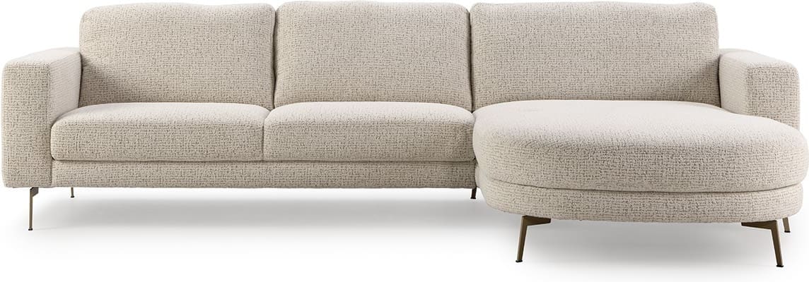 Feelings Wonen meubelen Cadiz bank 3 zit+ longchair breed rond Naturelelel Beige Hoekbank