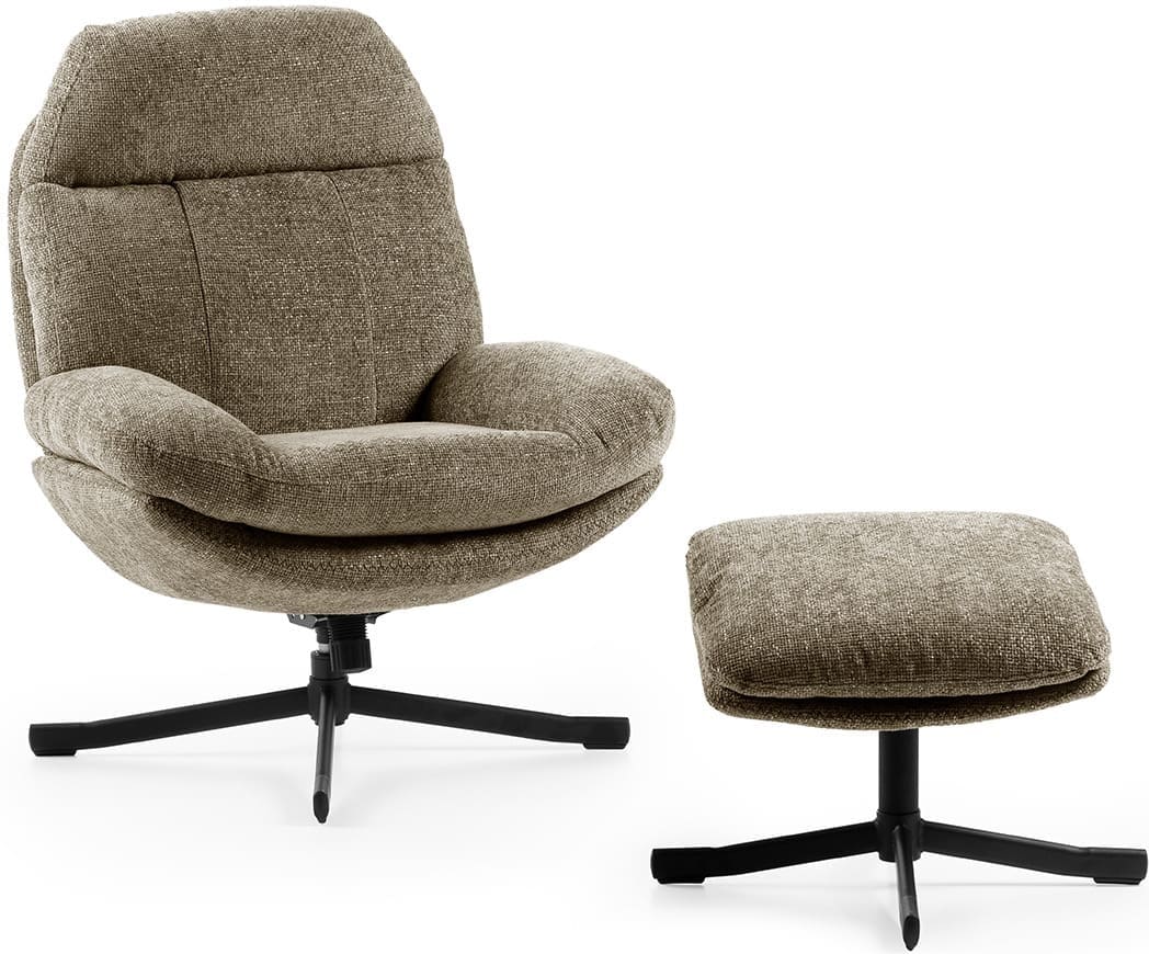 Feelings Wonen meubelen Lenn relaxfauteuil met hocker bruin Bruin Fauteuil