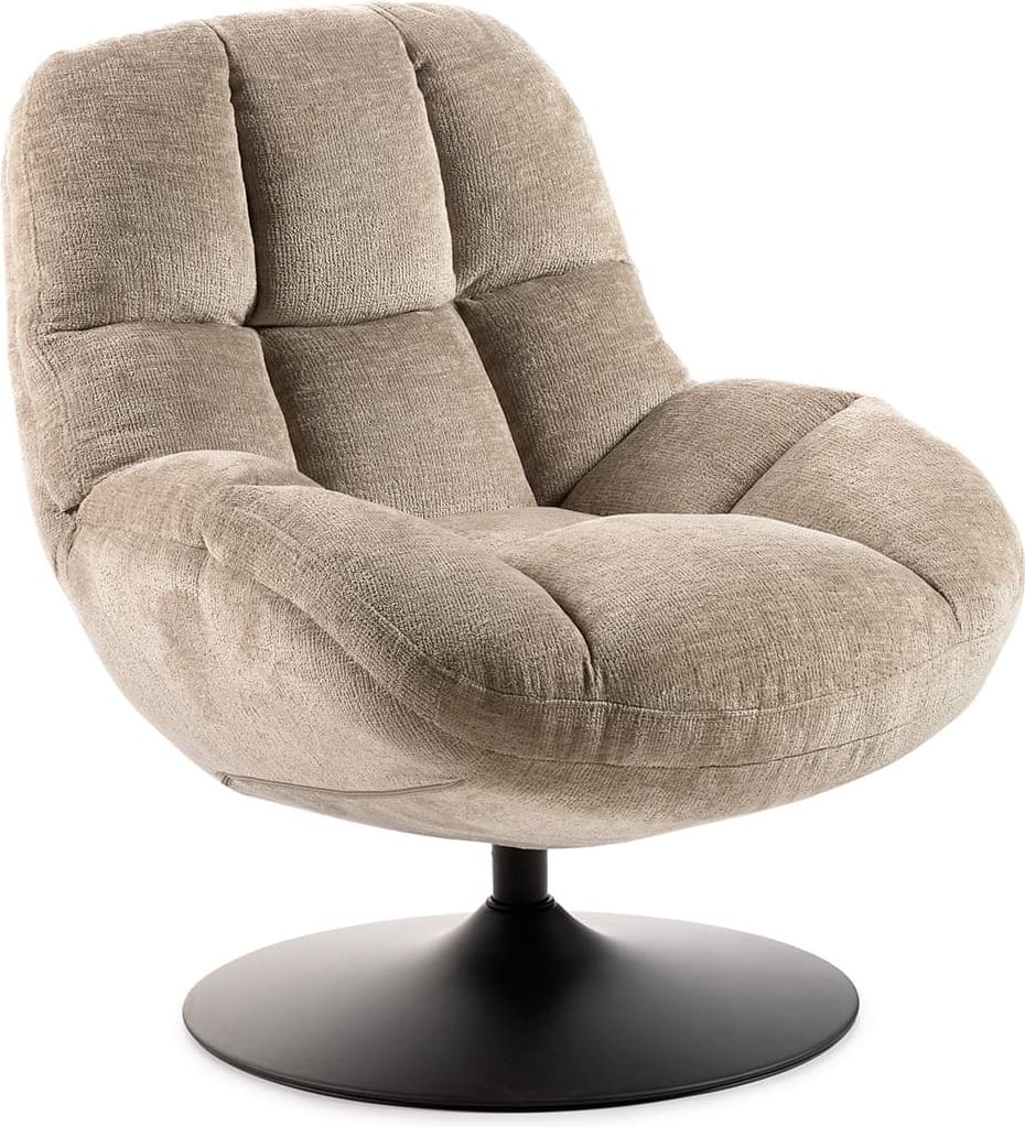 Feelings Wonen meubelen Luna draaifauteuil taupe Taupe Fauteuil