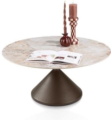 Henders & Hazel Avelli salontafel rond 90 cm - steelbrown + keramiek blad  Bijzettafel