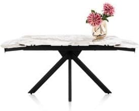 Henders & Hazel Axelle Uitschuiftafel 140 (+2 x 30 cm) x 90 cm keramiek marble creme Eettafel