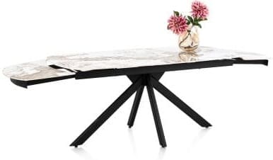 Henders & Hazel Axelle Uitschuiftafel 180 (+2 x 40 cm) x 90 cm keramiek marble creme Eettafel