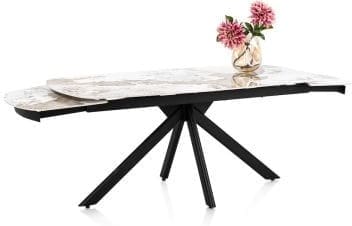 Henders & Hazel Axelle Uitschuiftafel 180 (+2 x 40 cm) x 90 cm keramiek marble creme Eettafel