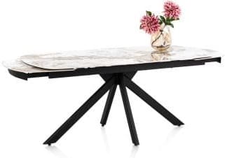 Henders & Hazel Axelle Uitschuiftafel 180 (+2 x 40 cm) x 90 cm keramiek marble creme Eettafel