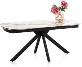 Henders & Hazel Axelle Uitschuiftafel 180 (+2 x 40 cm) x 90 cm keramiek marble creme Eettafel