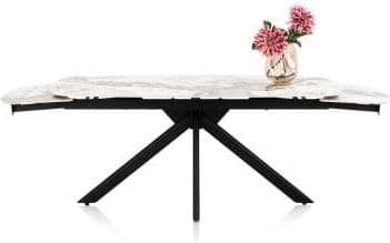 Henders & Hazel Axelle Uitschuiftafel 180 (+2 x 40 cm) x 90 cm keramiek marble creme Eettafel