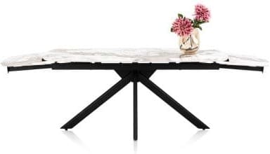 Henders & Hazel Axelle Uitschuiftafel 180 (+2 x 40 cm) x 90 cm keramiek marble creme Eettafel