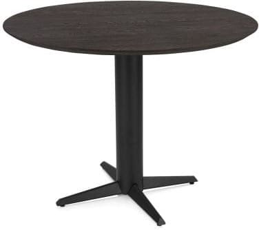 Henders & Hazel Caletta Bartafel rond 120 cm. - eiken blad - centrale teenpoot rough off black - basalt Bruin Eettafel