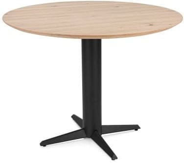 Henders & Hazel Caletta Bartafel rond 120 cm. - eiken blad - centrale teenpoot rough off black - natural Naturel Eettafel