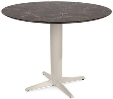 Henders & Hazel Caletta Bartafel rond 120 cm. - hpl primo laminato blad - centrale teenpoot crème - marble brown Eettafel