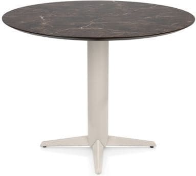 Henders & Hazel Caletta Bartafel rond 120 cm. - hpl primo laminato blad - centrale teenpoot crème - marble brown Eettafel