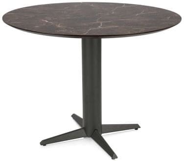 Henders & Hazel Caletta Bartafel rond 120 cm. - hpl primo laminato blad - centrale teenpoot graphiet - marble brown Eettafel