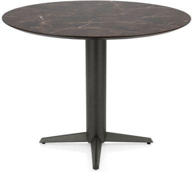 Henders & Hazel Caletta Bartafel rond 120 cm. - hpl primo laminato blad - centrale teenpoot graphiet - marble brown Eettafel