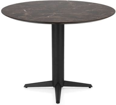 Henders & Hazel Caletta Bartafel rond 120 cm. - hpl primo laminato blad - centrale teenpoot rough off black - marble brown Eettafel