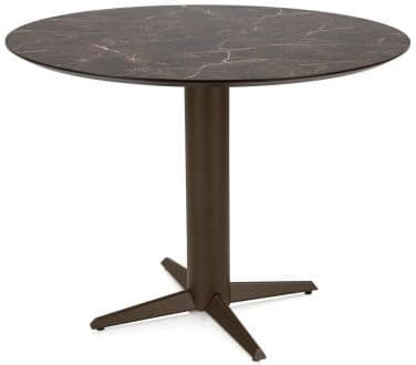 Henders & Hazel Caletta Bartafel rond 120 cm. - hpl primo laminato blad - centrale teenpoot steelbrown - marble brown Eettafel
