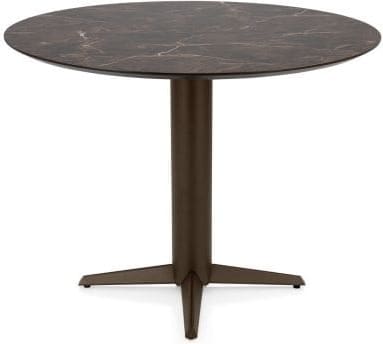 Henders & Hazel Caletta Bartafel rond 120 cm. - hpl primo laminato blad - centrale teenpoot steelbrown - marble brown Eettafel