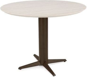 Henders & Hazel Caletta Bartafel rond 120 cm. - hpl primo laminato blad - centrale teenpoot steelbrown - travertin Beige|Wit Eettafel