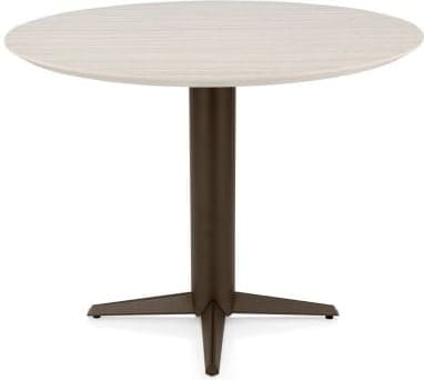 Henders & Hazel Caletta Bartafel rond 120 cm. - hpl primo laminato blad - centrale teenpoot steelbrown - travertin Beige|Wit Eettafel
