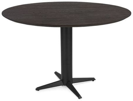 Henders & Hazel Caletta Bartafel rond 150 cm. - eiken blad - centrale teenpoot rough off black - basalt Bruin Eettafel