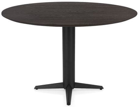 Henders & Hazel Caletta Bartafel rond 150 cm. - eiken blad - centrale teenpoot rough off black - basalt Bruin Eettafel