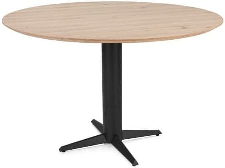Henders & Hazel Caletta Bartafel rond 150 cm. - eiken blad - centrale teenpoot rough off black - natural Naturel Eettafel