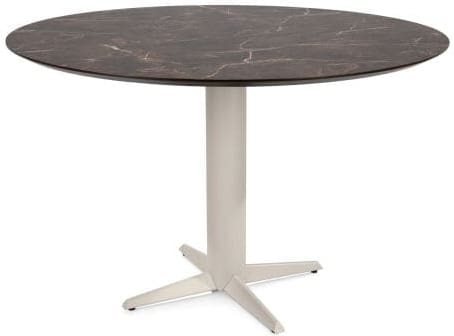 Henders & Hazel Caletta Bartafel rond 150 cm. - hpl primo laminato blad - centrale teenpoot crème - marble brown Eettafel