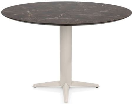 Henders & Hazel Caletta Bartafel rond 150 cm. - hpl primo laminato blad - centrale teenpoot crème - marble brown Eettafel