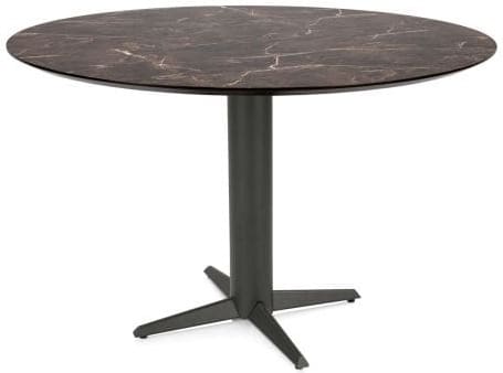Henders & Hazel Caletta Bartafel rond 150 cm. - hpl primo laminato blad - centrale teenpoot graphiet - marble brown Eettafel