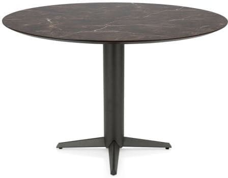 Henders & Hazel Caletta Bartafel rond 150 cm. - hpl primo laminato blad - centrale teenpoot graphiet - marble brown Eettafel