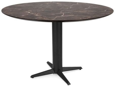 Henders & Hazel Caletta Bartafel rond 150 cm. - hpl primo laminato blad - centrale teenpoot rough off black - marble brown Eettafel