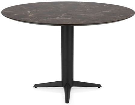 Henders & Hazel Caletta Bartafel rond 150 cm. - hpl primo laminato blad - centrale teenpoot rough off black - marble brown Eettafel