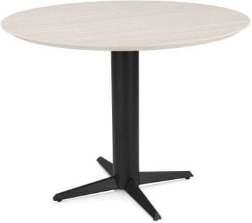 Henders & Hazel Caletta Bartafel rond 150 cm. - hpl primo laminato blad - centrale teenpoot rough off black - travertin Beige|Wit Eettafel