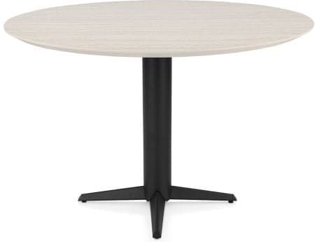 Henders & Hazel Caletta Bartafel rond 150 cm. - hpl primo laminato blad - centrale teenpoot rough off black - travertin Beige|Wit Eettafel